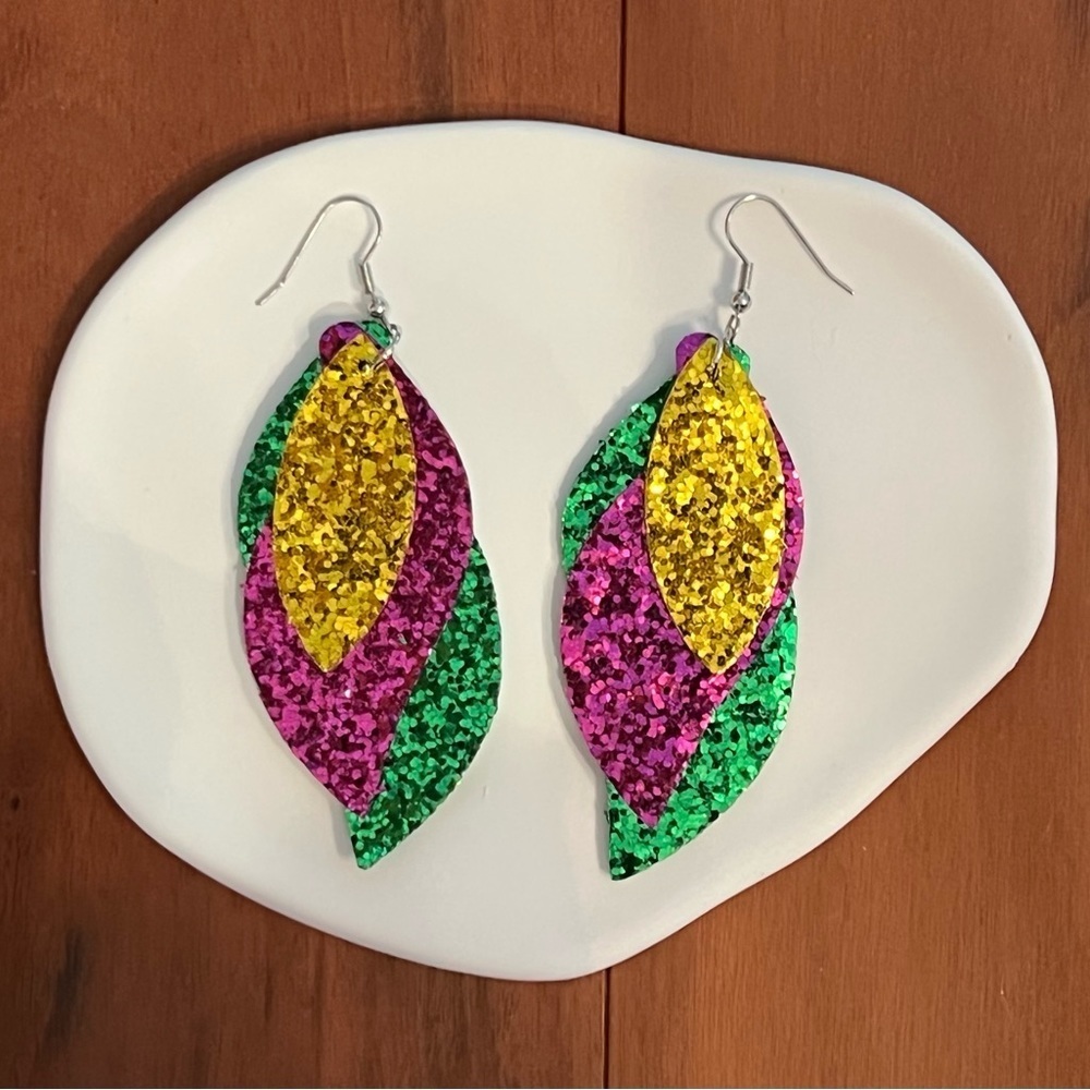 Mardi Gras Sequins Drop Earrings